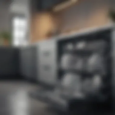 Clean Dishwasher Interior Showcasing Hygiene Clean dishwasher interior showcasing hygiene