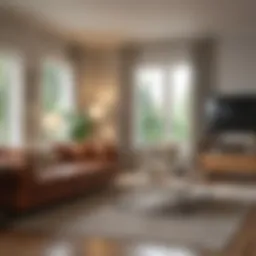 A serene living room with a well-organized cleaning schedule displayed.