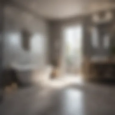 A sparkling bathroom featuring spotless tiles and neatly arranged toiletries.