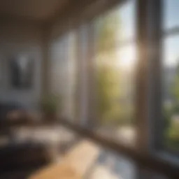 Sparkling clean window reflecting sunlight
