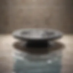 Illustration of a shower drain with water pooling around it