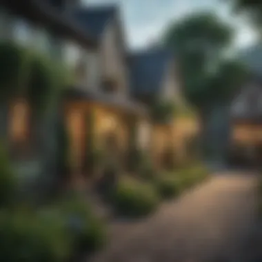 Charming Small Town Atmosphere A picturesque small town with charming architecture and lush green spaces
