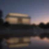 A breathtaking view of the Lincoln Memorial illuminated at dusk