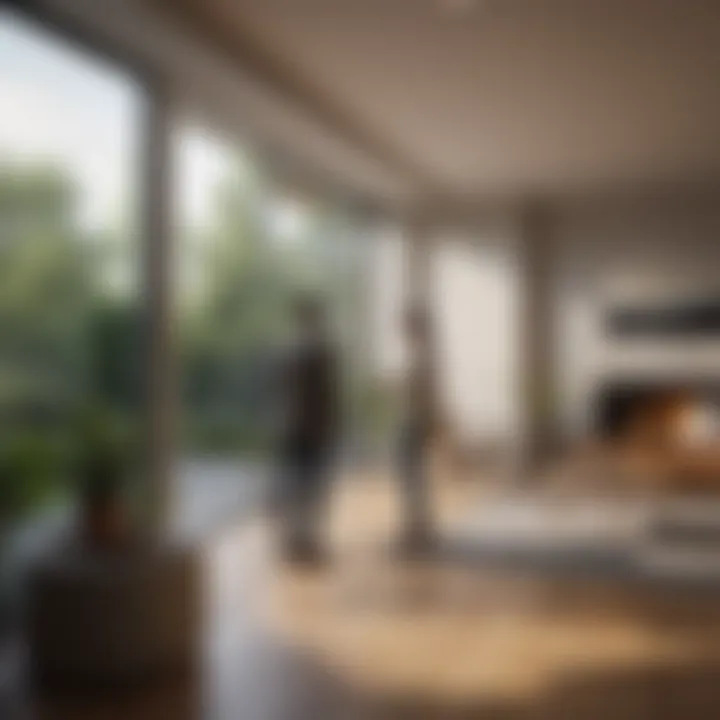 A property manager showing a rental property to prospective tenants
