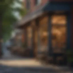 Vibrant street scene showcasing local cafes and shops in a DC neighborhood