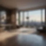 Modern urban flat with city skyline