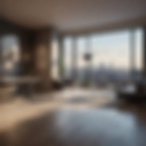 Modern urban flat with city skyline