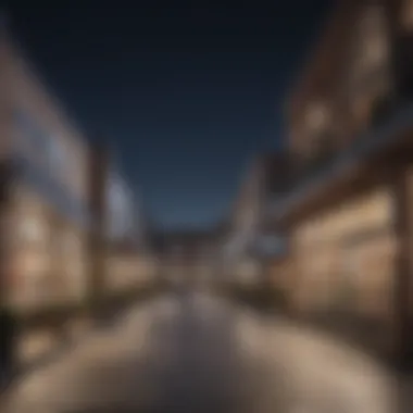 A modern shopping center showcasing local businesses and eateries