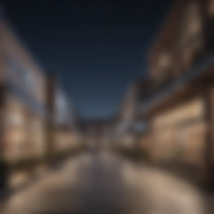 A modern shopping center showcasing local businesses and eateries