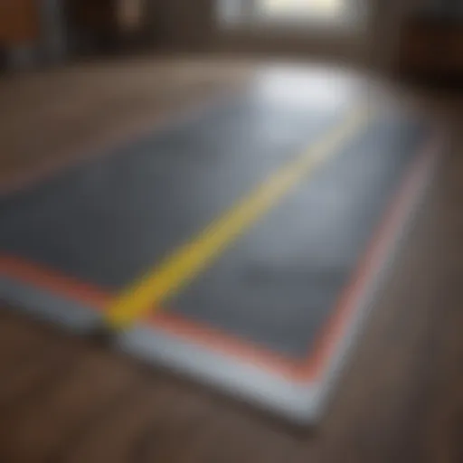 Measuring tape on a floor plan