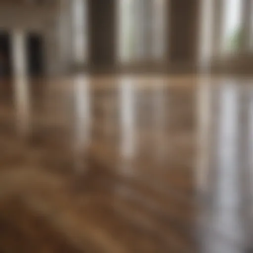 Shiny laminate floor reflecting light