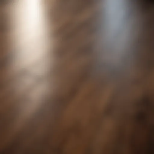 Close-up view of laminate flooring reflecting light