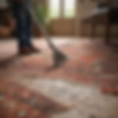 Professional cleaning service in action on an area rug