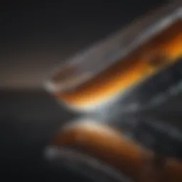 Close-up of a pristine glass surface reflecting light