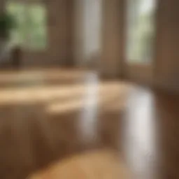 Polished oak hardwood floor reflecting sunlight