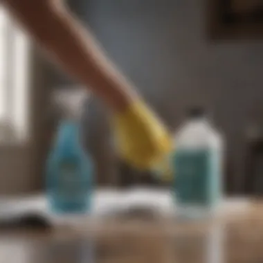 Gentle cleaning solution being sprayed on a cloth