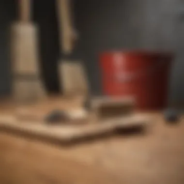 Various cleaning tools for wooden surfaces arranged neatly