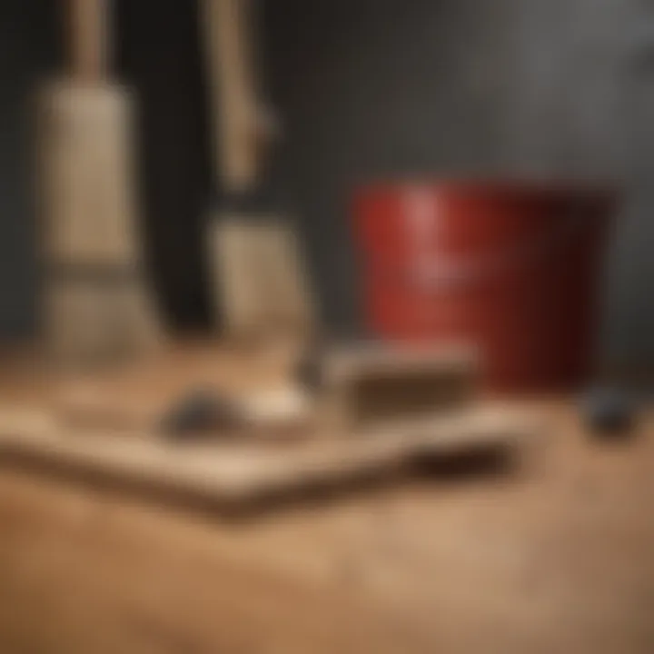 Various cleaning tools for wooden surfaces arranged neatly