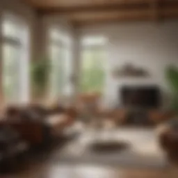 A tidy living space showcasing organized furniture and decor