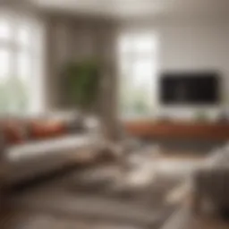 A serene living room showcasing tidy furniture and decorative elements