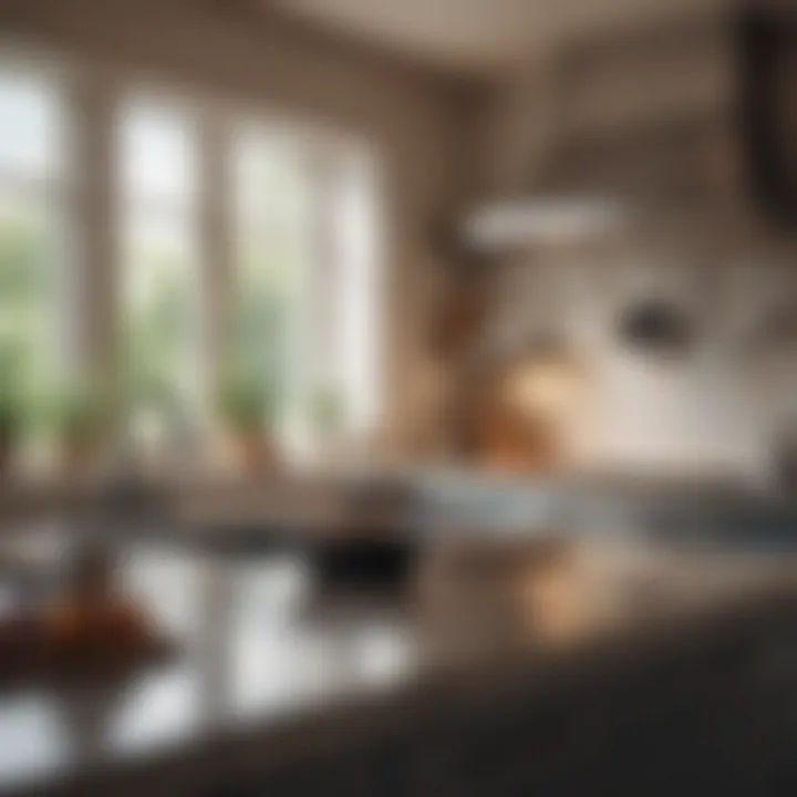 An immaculate kitchen with gleaming countertops and neatly arranged utensils