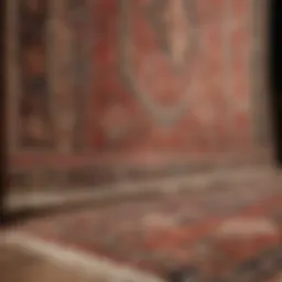 Close-up of intricate Oriental rug fibers