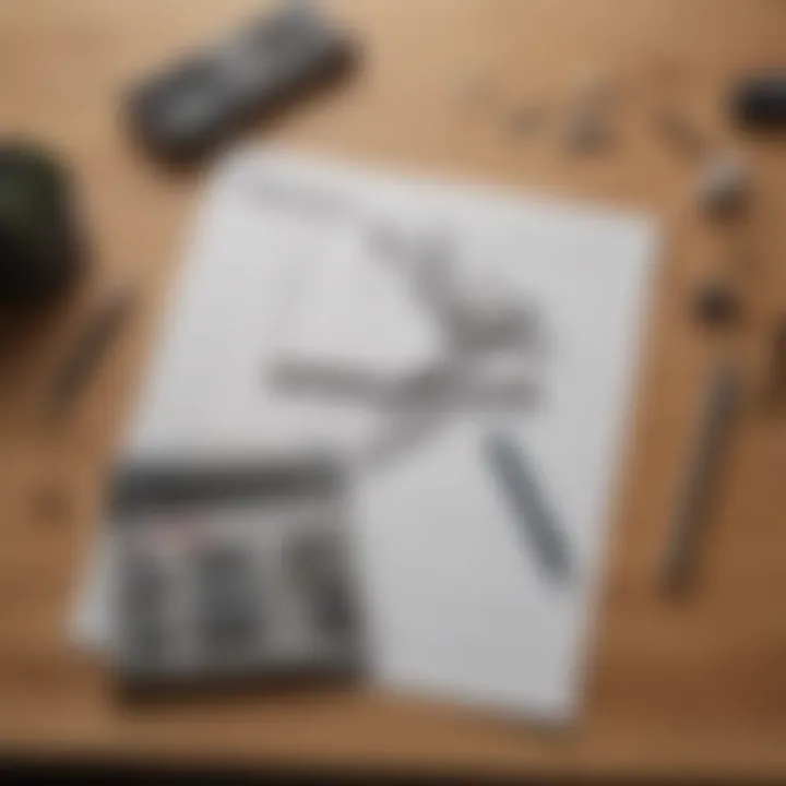 A calculator and notepad for square footage calculations