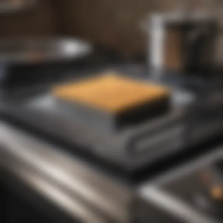 Demonstration of using a cleaning pad on a flat surface stove