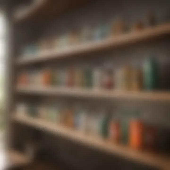 Eco-friendly cleaning products on a shelf