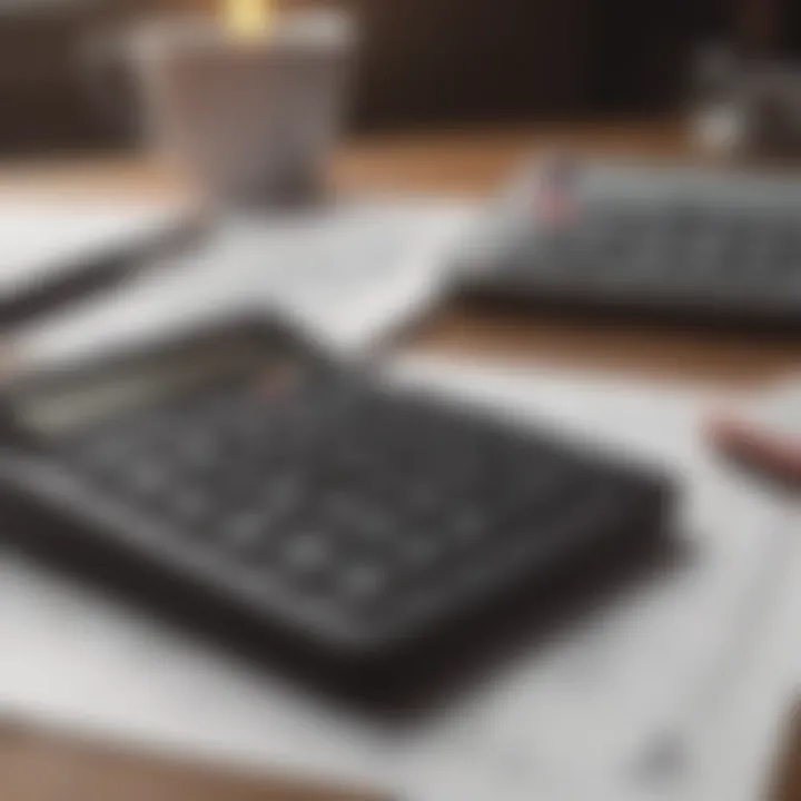 A close-up of a calculator and property documents