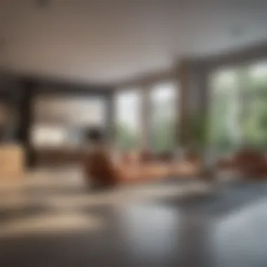 Modern Apartment with Open Floor Plan A modern apartment with open floor plan showcasing elegant furniture and natural light