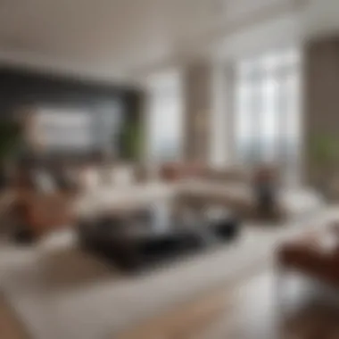 Sophisticated Interior Design of a Penthouse Living Room Elegant interior design of a modern penthouse living room