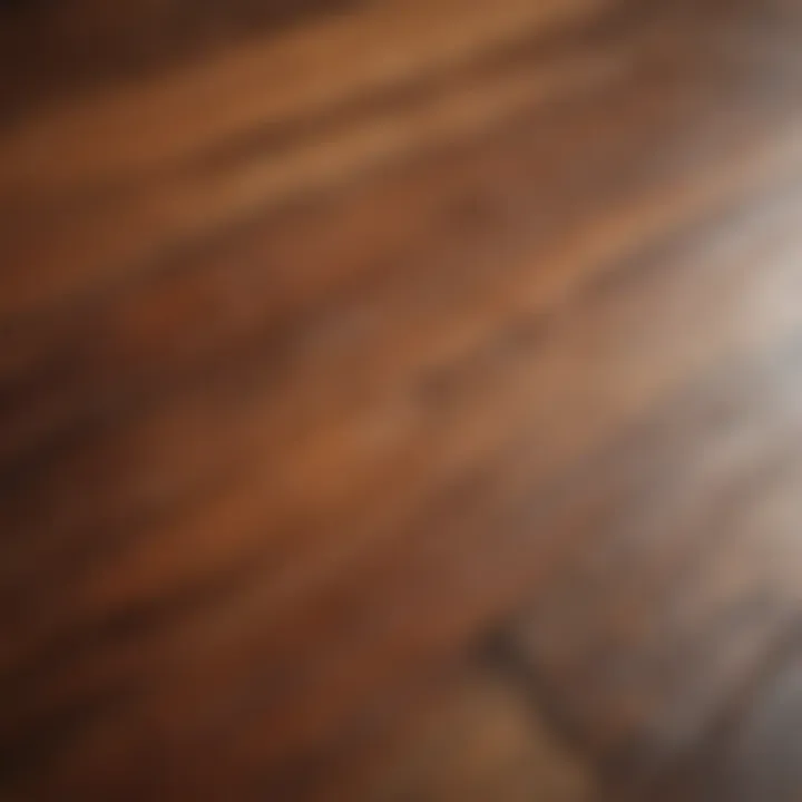 Close-up of stubborn stain on hardwood