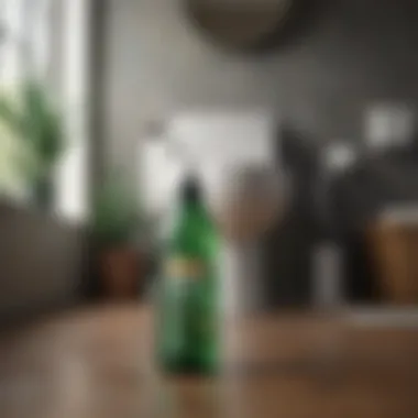 An eco-friendly enzymatic cleaner bottle with a natural background
