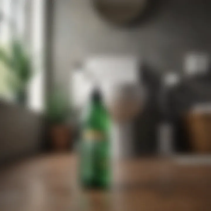 An eco-friendly enzymatic cleaner bottle with a natural background