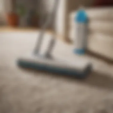 Cleaning Supplies for Rug Maintenance Cleaning supplies arranged for rug maintenance
