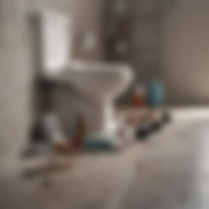 Various toilet unclogging tools arranged neatly