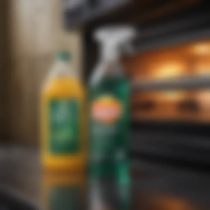 Commercial cleaning products displayed for effective oven cleaning