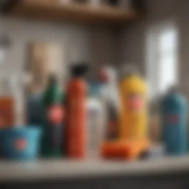 Essential Cleaning Supplies Overview A collection of essential cleaning supplies neatly arranged