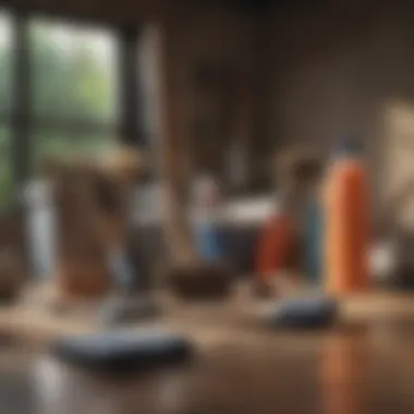 Diverse Cleaning Tools and Equipment Various cleaning tools including brushes and cloths