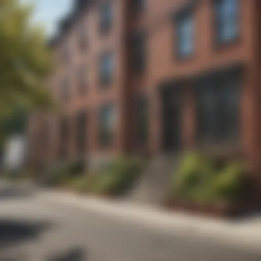 A vibrant street scene in a Boston neighborhood showcasing affordable housing options.