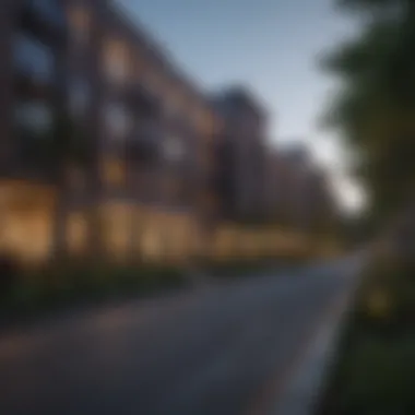 A scenic view of an apartment complex near Northeastern University.