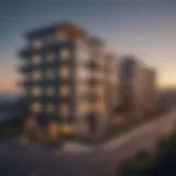 A scenic view of Outer Sunset apartments with ocean background