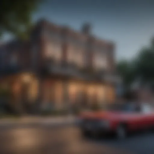 A vibrant street scene showcasing the eclectic architecture of Atlanta's neighborhoods