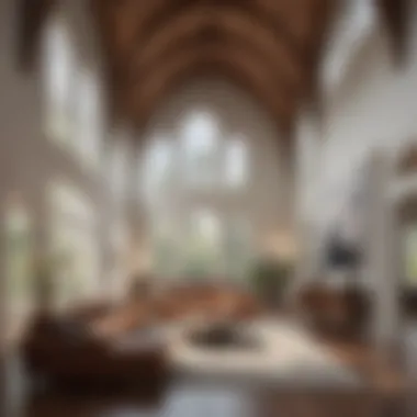 Spacious Living Room with Cathedral Ceiling Bright living room with a high cathedral ceiling
