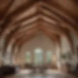 Stunning vaulted ceiling design featuring wood beams