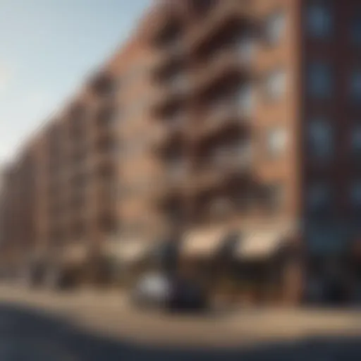 A vibrant street view of Coney Island showcasing apartment buildings