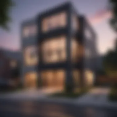 Sleek Modern Townhouse Modern townhouse with sleek design and urban backdrop