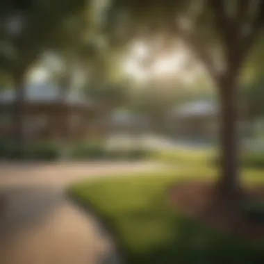 Peaceful park in a Dallas neighborhood with families enjoying the outdoors