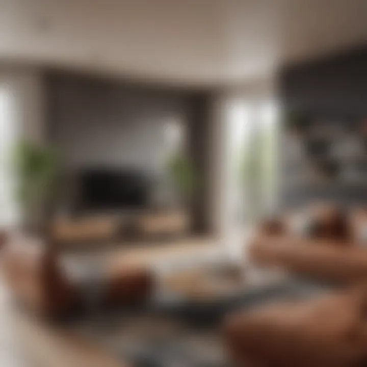 A stylish one bedroom apartment showcasing a cozy living area
